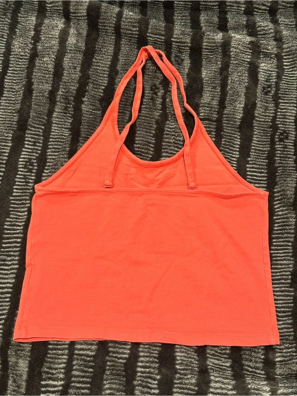 Simple Bright Coral Halter Crop Tank Top - Picture 2 of 4